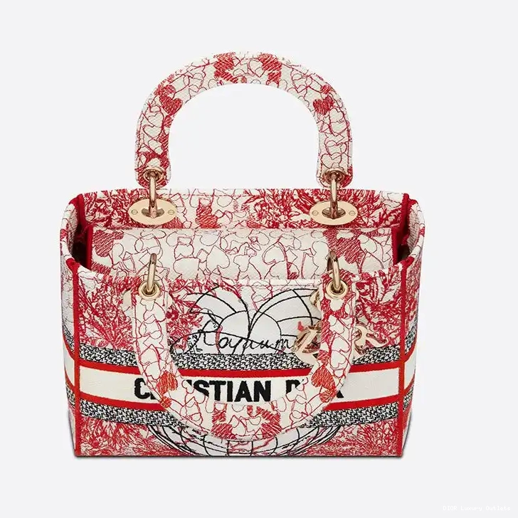 Cheap Canvas Bag White Dioramour Motif Red Lady Medium d'Amour D-Royaume D-lite 0627 Luxury
